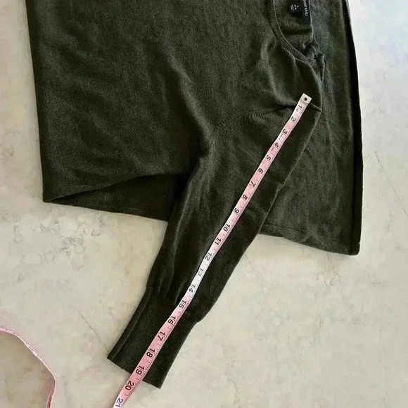 Lands End Merino Wool Blend Midi Knit Dress 3/4 Sleeves Dark Green Size Large - Picture 6 of 8